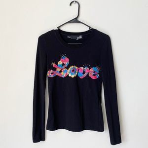 LOVE MOSCHINO LONG SLEEVE LOVE GRAPHIC SHIRT